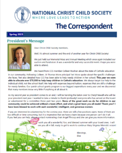 Correspondent Newsletter Spring 2023 from Christ Child Society of Pasadena