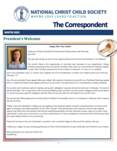 Correspondent Newsletter Winter 2023 from Christ Child Society of Pasadena